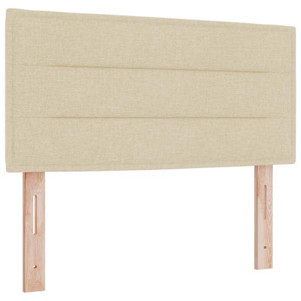 Voodiraam peatsiga koos madratsiga, kreemjasvalge, 120 × 200 cm, kangas — mudel 3456238