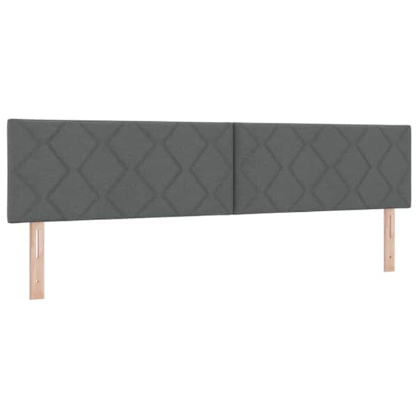 Voodiraam peatsiga koos 2 madratsiga, tumehall, 200 × 200 cm, kangas — mudel 3456435