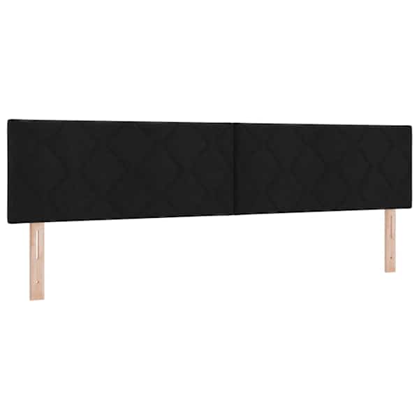 Voodiraam peatsiga koos 2 madratsiga, must, 200 × 200 cm, kangas — mudel 3456436