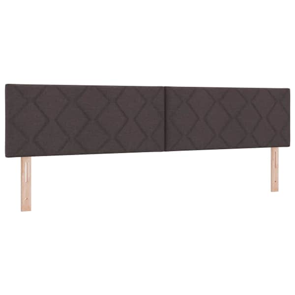 Voodiraam peatsiga koos 2 madratsiga, tumepruun, 200 × 200 cm, kangas — mudel 3456437