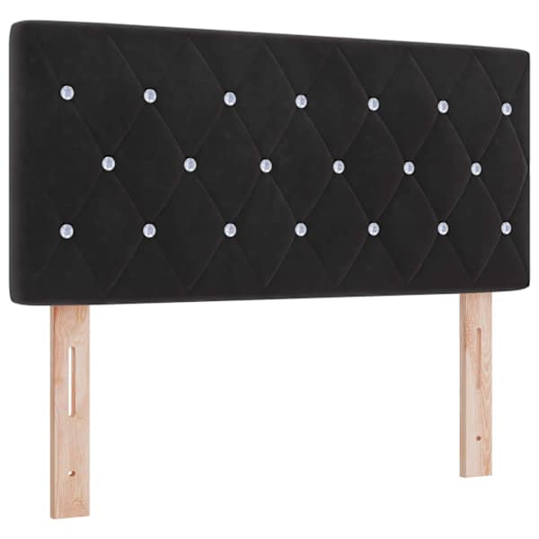 Voodiraam peatsiga koos madratsiga, must, 120 × 200 cm, samet — mudel 3456479