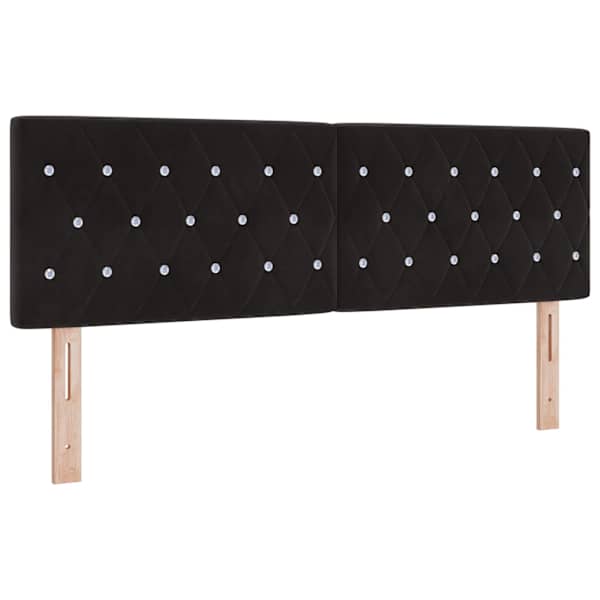 Voodiraam peatsiga koos madratsiga, must, 140 × 200 cm, samet — mudel 3456491