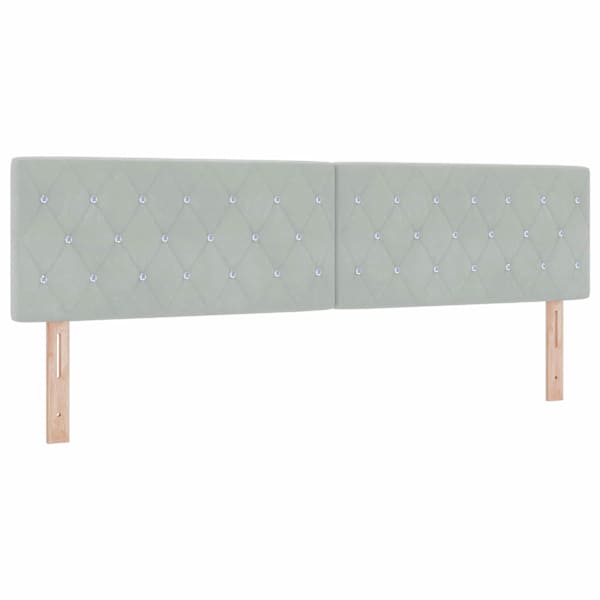 Voodiraam peatsiga koos madratsiga, helehall, 180 × 200 cm, samet — mudel 3456501