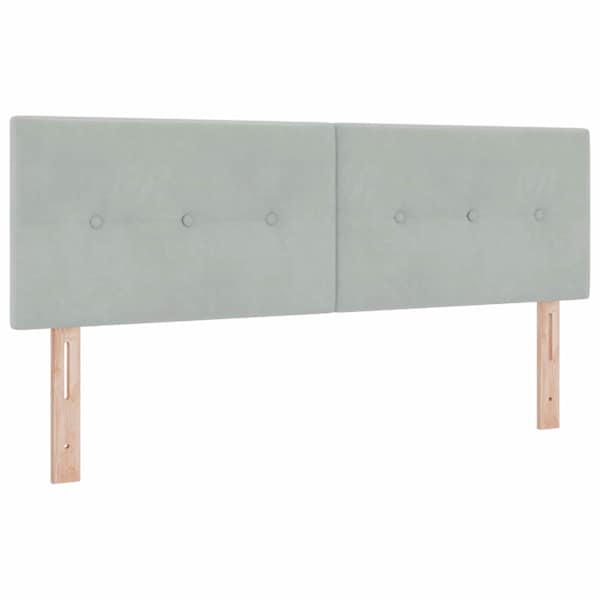 Voodiraam peatsiga koos madratsiga, helehall, 140 × 200 cm, samet — mudel 3456561