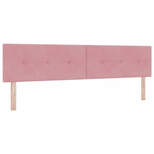 Voodiraam peatsiga koos madratsiga, roosa, 200 × 200 cm, samet — mudel 3456584