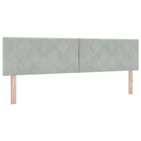 Voodiraam peatsiga koos madratsiga, helehall, 180 × 200 cm, samet — mudel 3456645
