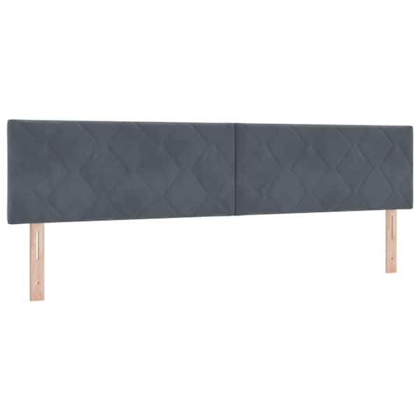 Voodiraam peatsiga koos madratsiga, tumehall, 200 × 200 cm, samet — mudel 3456652