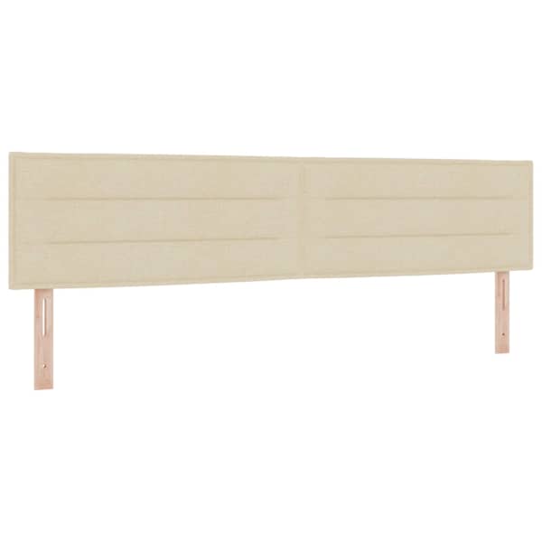 Voodiraam peatsiga koos 2 madratsiga, 2 voodiraami, kreemjasvalge, 200 × 200 cm, kangas — mudel 3456682