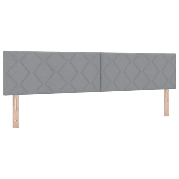 Voodiraam peatsiga koos 2 madratsiga, 2 voodiraami, helehall, 200 × 200 cm, kangas — mudel 3456719