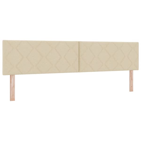 Voodiraam peatsiga koos 2 madratsiga, 2 voodiraami, kreemjasvalge, 200 × 200 cm, kangas — mudel 3456724