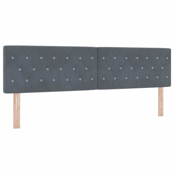 Voodiraam peatsiga koos 2 madratsiga, 2 voodiraami, tumehall, 180 × 200 cm, samet — mudel 3456733