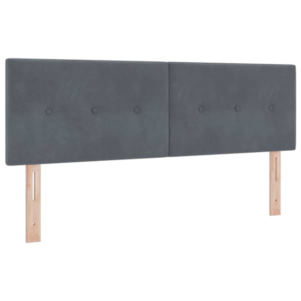 Voodiraam peatsiga koos 2 madratsiga, 2 voodiraami, tumehall, 160 × 200 cm, samet