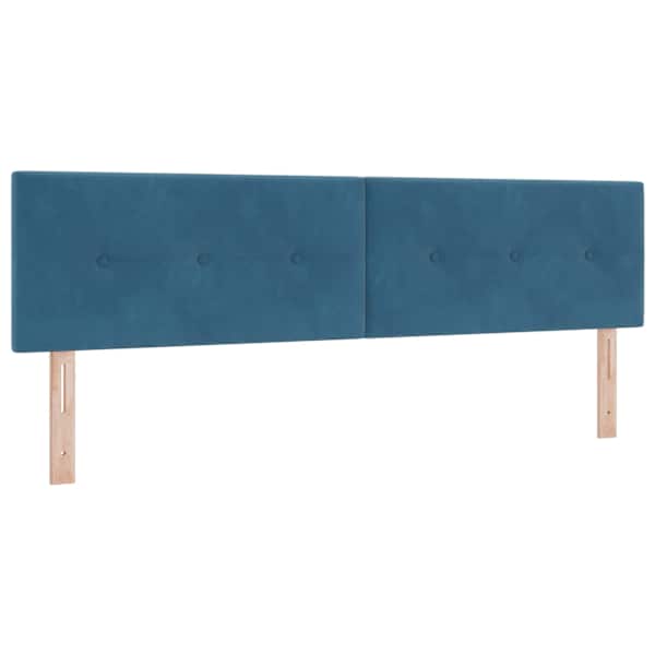 Voodiraam peatsiga koos 2 madratsiga, 2 voodiraami, tumesinine, 180 × 200 cm, samet — mudel 3456754