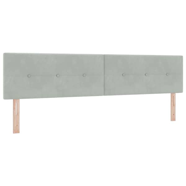 Voodiraam peatsiga koos 2 madratsiga, 2 voodiraami, helehall, 200 × 200 cm, samet — mudel 3456756