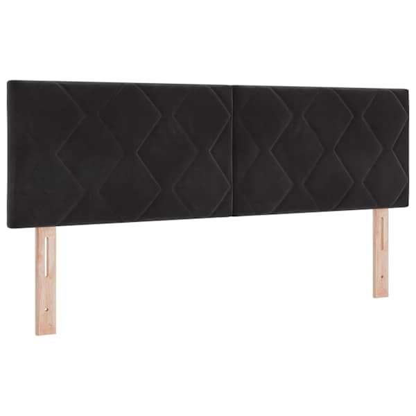 Voodiraam peatsiga koos 2 madratsiga, 2 voodiraami, must, 160 × 200 cm, samet
