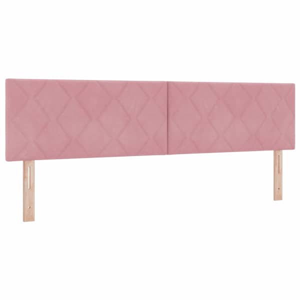 Voodiraam peatsiga koos 2 madratsiga, 2 voodiraami, roosa, 180 × 200 cm, samet — mudel 3456773