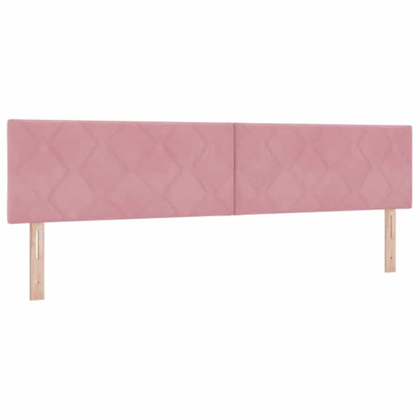 Voodiraam peatsiga koos 2 madratsiga, 2 voodiraami, roosa, 200 × 200 cm, samet — mudel 3456779