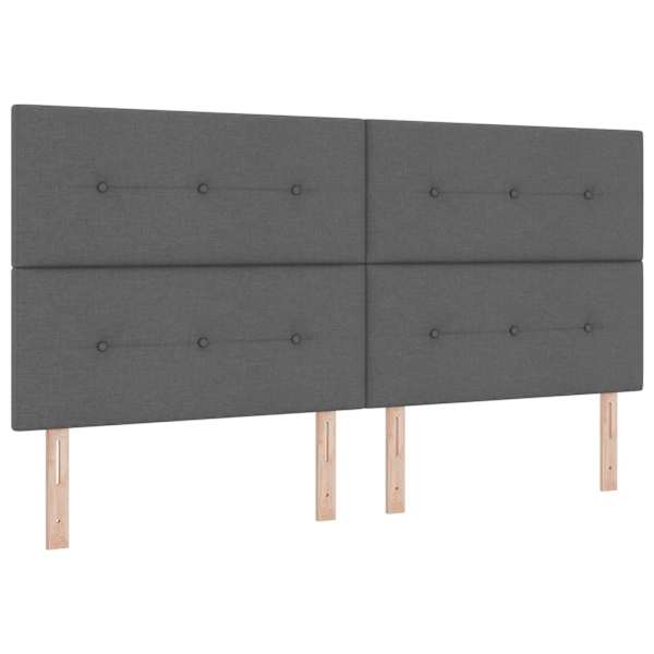 Voodiraam peatsiga koos madratsiga, tumehall, 200 × 200 cm, kangas — mudel 3457516