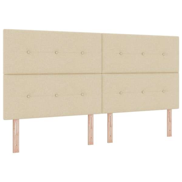 Voodiraam peatsiga koos madratsiga, kreemjasvalge, 200 × 200 cm, kangas — mudel 3457520