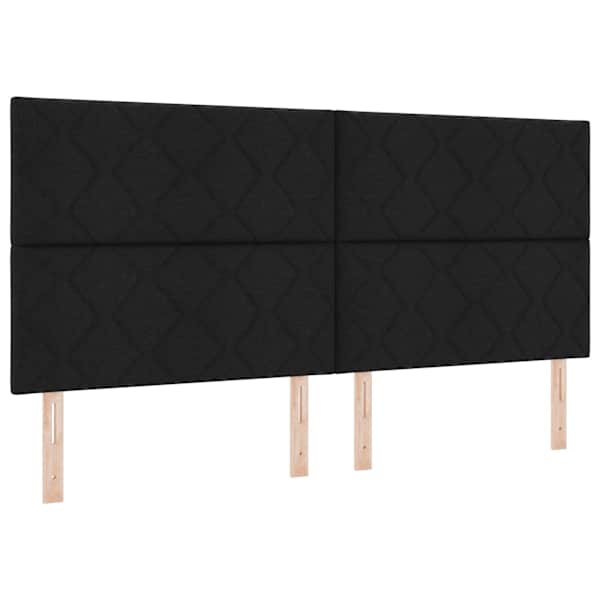Voodiraam peatsiga koos madratsiga, must, 200 × 200 cm, kangas — mudel 3457600
