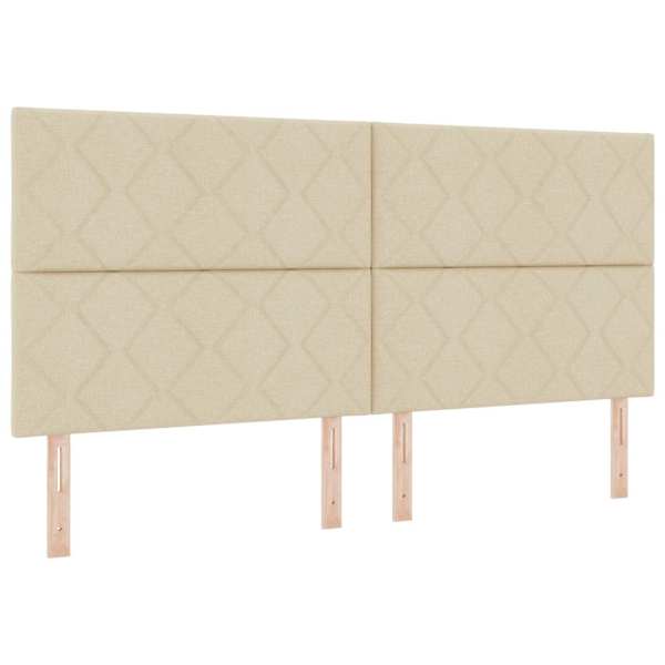 Voodiraam peatsiga koos madratsiga, kreemjasvalge, 200 × 200 cm, kangas — mudel 3457603