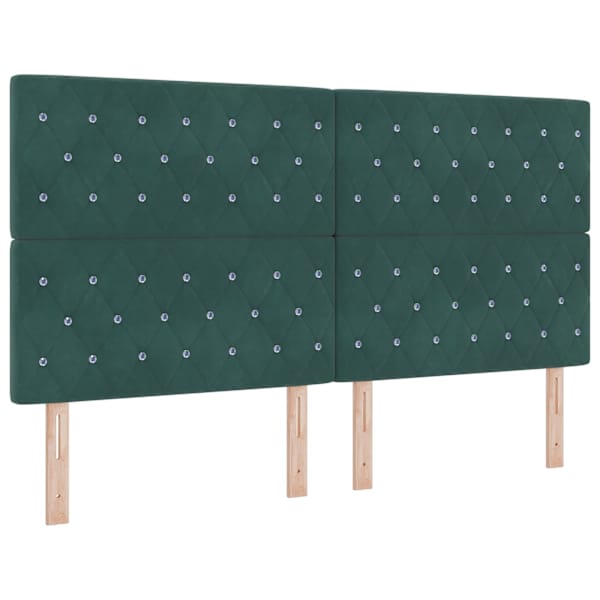 Voodiraam peatsiga koos madratsiga, tumeroheline, 180 × 200 cm, samet — mudel 3457668