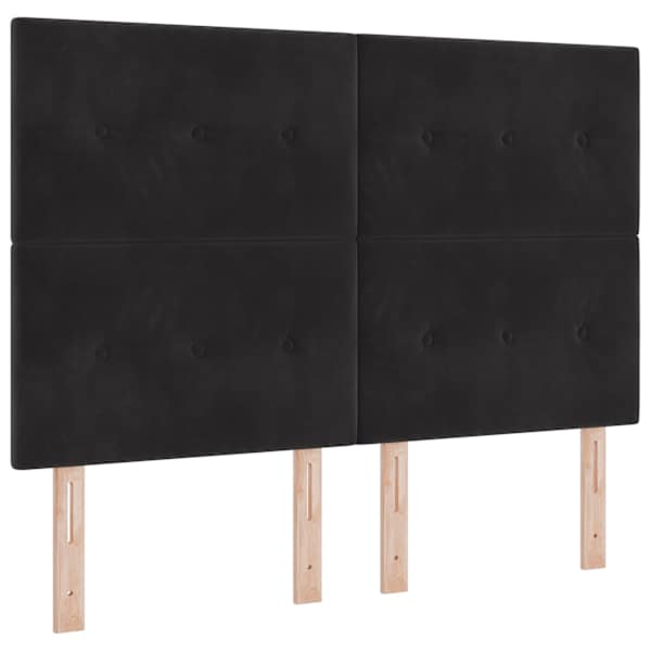 Voodiraam peatsiga koos madratsiga, must, 160 × 200 cm, samet — mudel 3457733