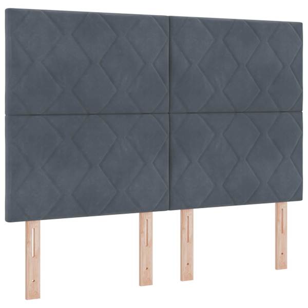 Voodiraam peatsiga koos madratsiga, tumehall, 140 × 200 cm, samet — mudel 3457798