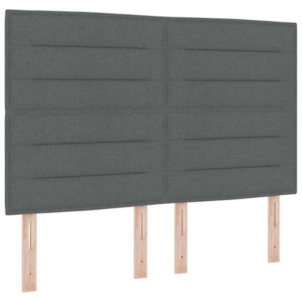 Voodiraam peatsiga koos 2 madratsiga, 2 voodiraami, tumehall, 160 × 200 cm, kangas