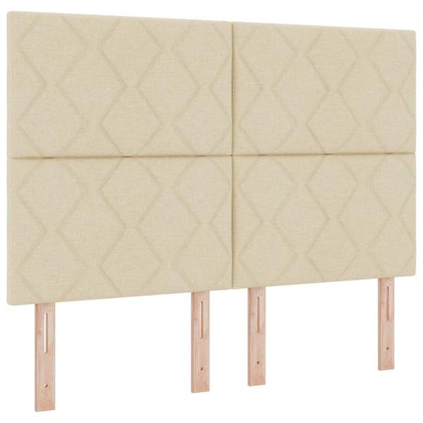 Voodiraam peatsiga koos 2 madratsiga, 2 voodiraami, kreemjasvalge, 160 × 200 cm, kangas — mudel 3457874