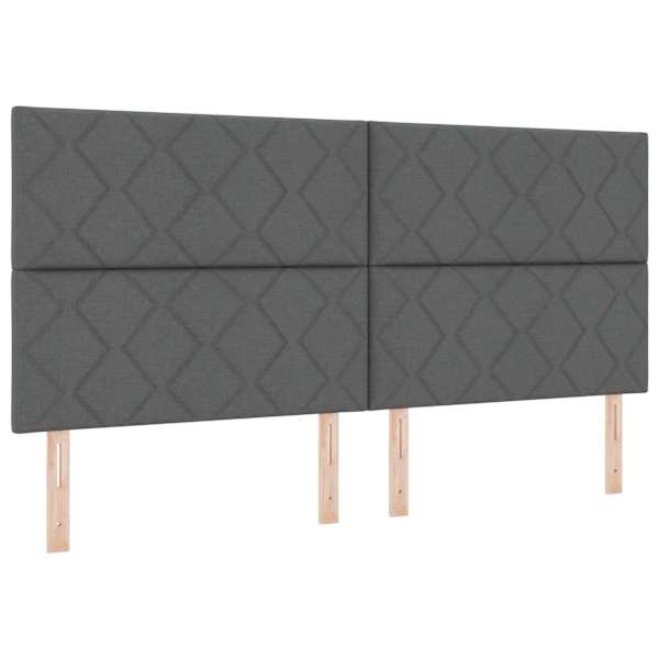 Voodiraam peatsiga koos 2 madratsiga, 2 voodiraami, tumehall, 200 × 200 cm, kangas — mudel 3457884
