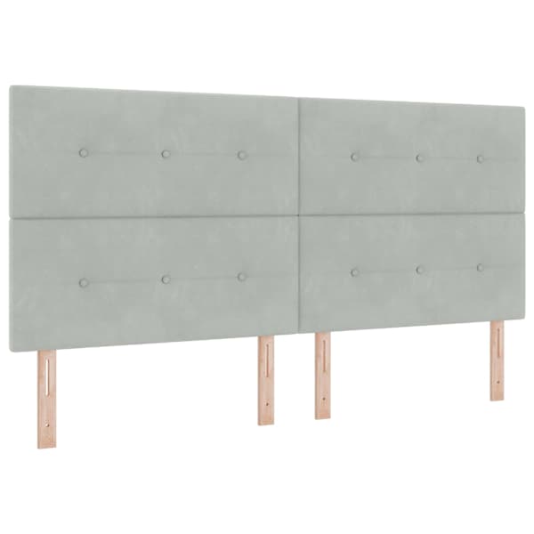 Voodiraam peatsiga koos 2 madratsiga, 2 voodiraami, helehall, 200 × 200 cm, samet — mudel 3457920