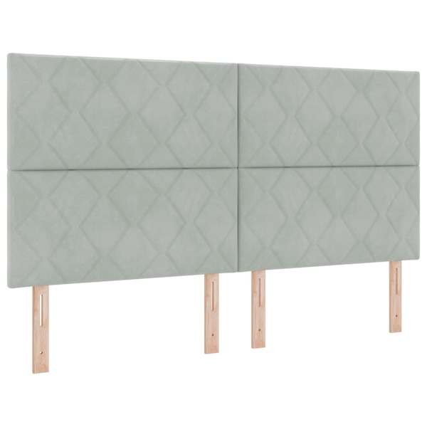 Voodiraam peatsiga koos 2 madratsiga, 2 voodiraami, helehall, 180 × 200 cm, samet — mudel 3457932