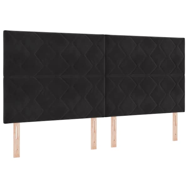 Voodiraam peatsiga koos 2 madratsiga, 2 voodiraami, must, 200 × 200 cm, samet — mudel 3457940