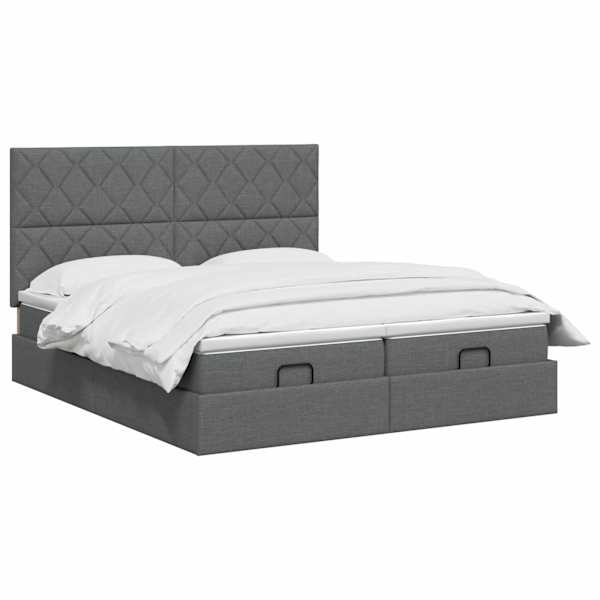LED-valgustusega voodiraam peatsiga koos madratsiga, tumehall, 200 × 200 cm — mudel 3458466