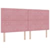 LED-valgustusega voodiraam peatsiga koos madratsiga, roosa, 200 × 200 cm, samet — mudel 3458489