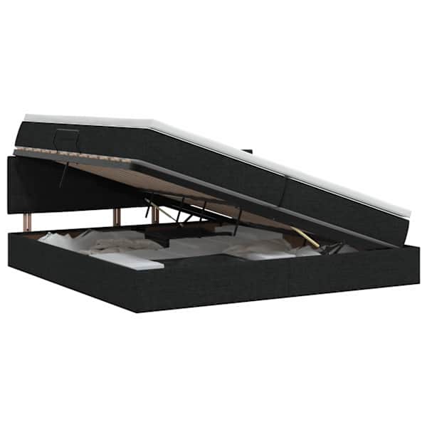 Panipaigaga voodiraam peatsiga koos madratsiga, must, 200 × 200 cm, samet — mudel 3458582
