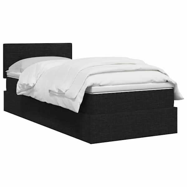 Panipaigaga voodiraam peatsiga koos madratsiga, must, 90 × 200 cm, samet — mudel 3458597