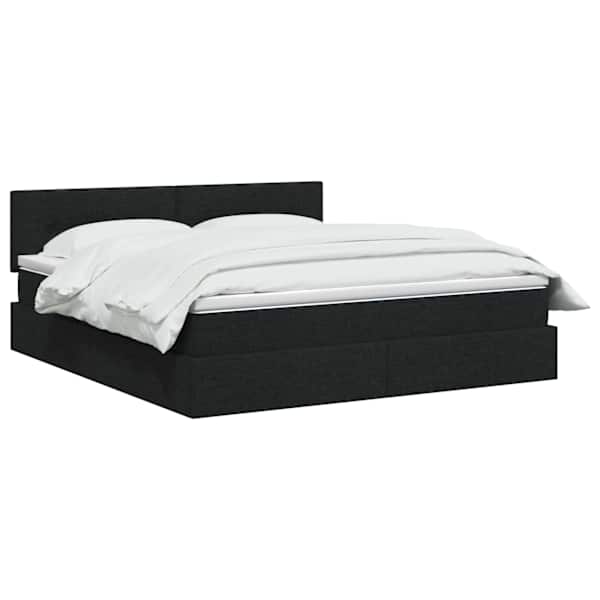 Panipaigaga voodiraam peatsiga koos madratsiga, must, 140 × 200 cm, samet — mudel 3458627