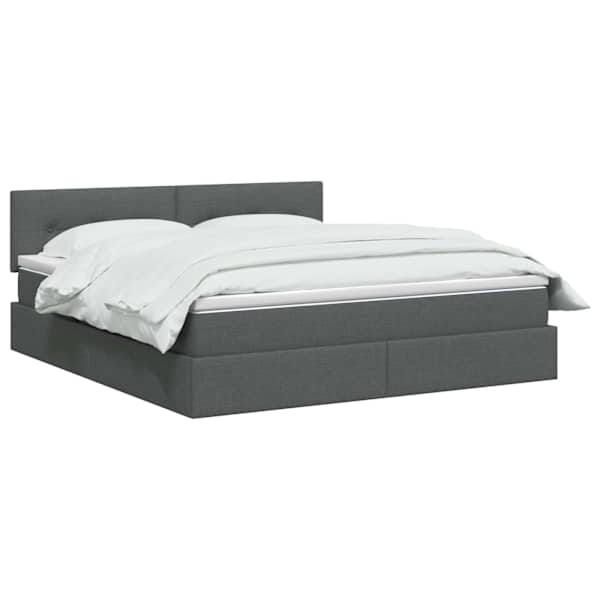 Panipaigaga voodiraam peatsiga koos madratsiga, tumehall, 160 × 200 cm, samet — mudel 3458632