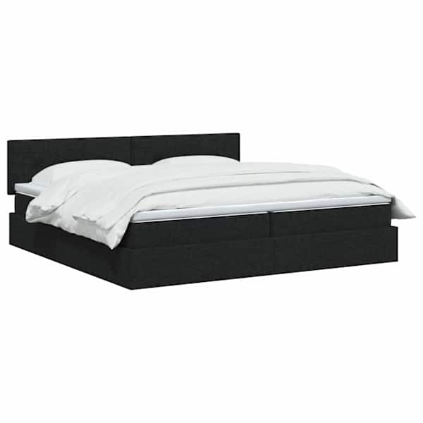 Panipaigaga voodiraam peatsiga koos madratsiga, must, 200 × 200 cm, samet — mudel 3458645
