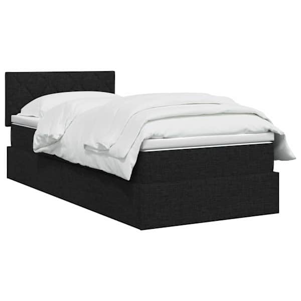 Panipaigaga voodiraam peatsiga koos madratsiga, must, 90 × 200 cm, samet — mudel 3458660