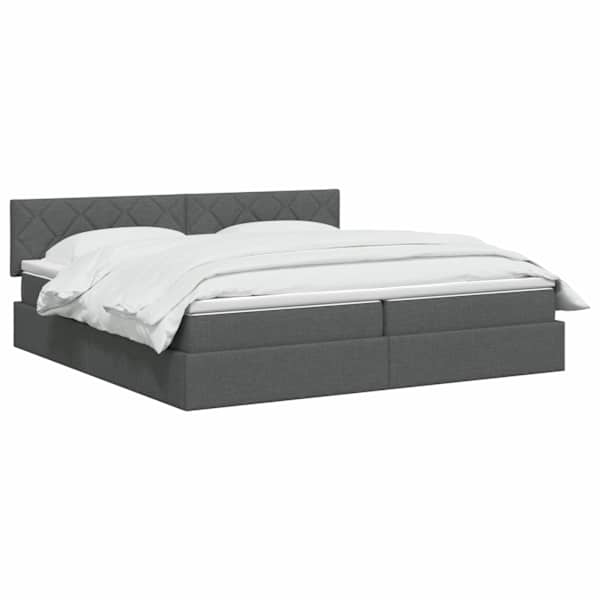 Panipaigaga voodiraam peatsiga koos madratsiga, tumehall, 200 × 200 cm, samet — mudel 3458707