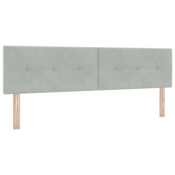 Voodiraam peatsiga koos madratsiga, helehall, 180 × 200 cm, samet — mudel 3458823