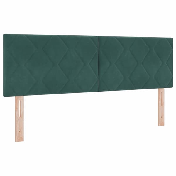Voodiraam peatsiga koos madratsiga, tumeroheline, 160 × 200 cm, samet — mudel 3458880
