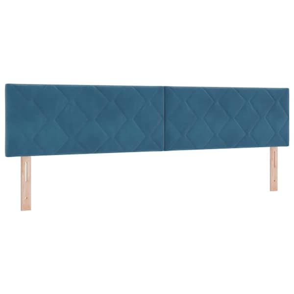 Voodiraam peatsiga koos madratsiga, tumesinine, 200 × 200 cm, samet — mudel 3458893
