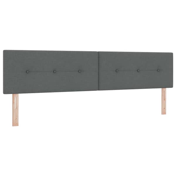 Voodiraam peatsiga koos 2 madratsiga, 2 voodiraami, tumehall, 200 × 200 cm, kunstnahk