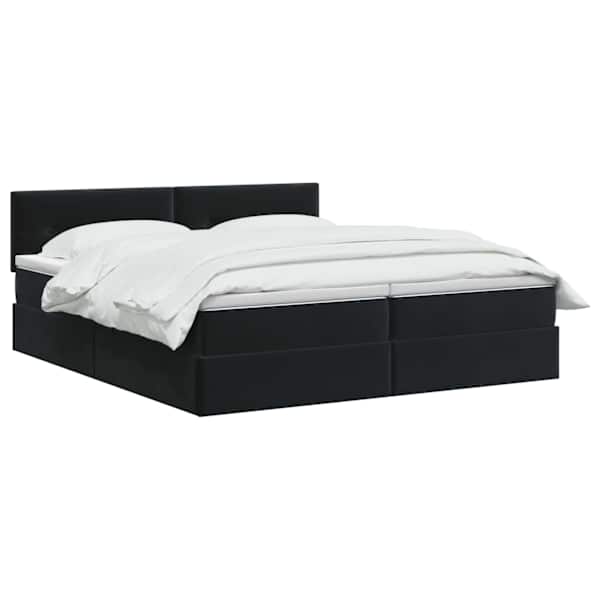 Voodiraam peatsiga koos 2 madratsiga, 2 voodiraami, must, 180 × 200 cm