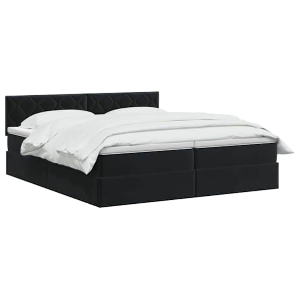 Voodiraam peatsiga koos 2 madratsiga, 2 voodiraami, must, 200 × 200 cm — mudel 3458963