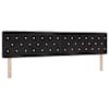 LED-valgustusega voodiraam peatsiga koos 2 madratsiga, must, 200 × 200 cm, samet — mudel 3459380
